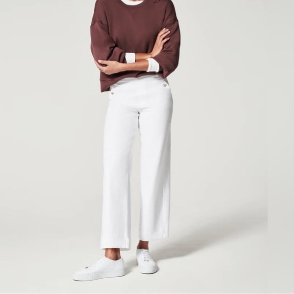 SPANX Pants - SPANX Stretch Twill Cropped Wide Leg Pant in Bright White size 1X/ Petite